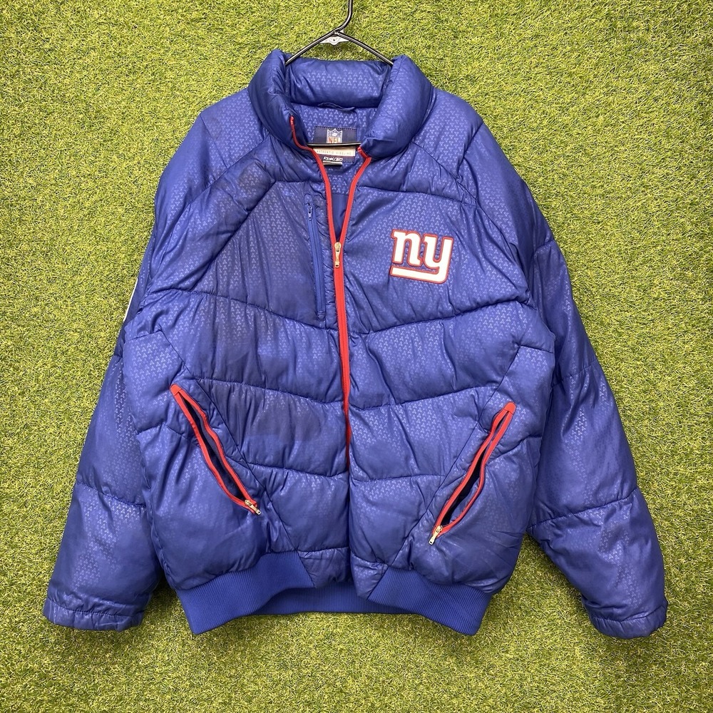 New York Giants Puffer Jacket Mens Large L Blue Reebok On Field Inslulated